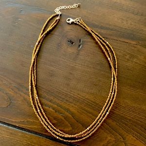 Bronze bead and sterling silver necklace